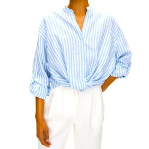 Aritiza babaton linen blouse with twist front